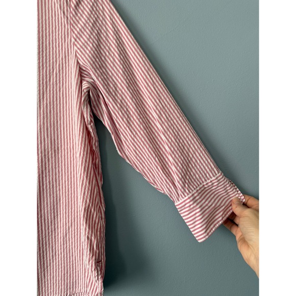 Vineyard Vines Red Striped Tunic Shirt Women's Split Neck 3/4 Sleeve Size Medium - Picture 5 of 9